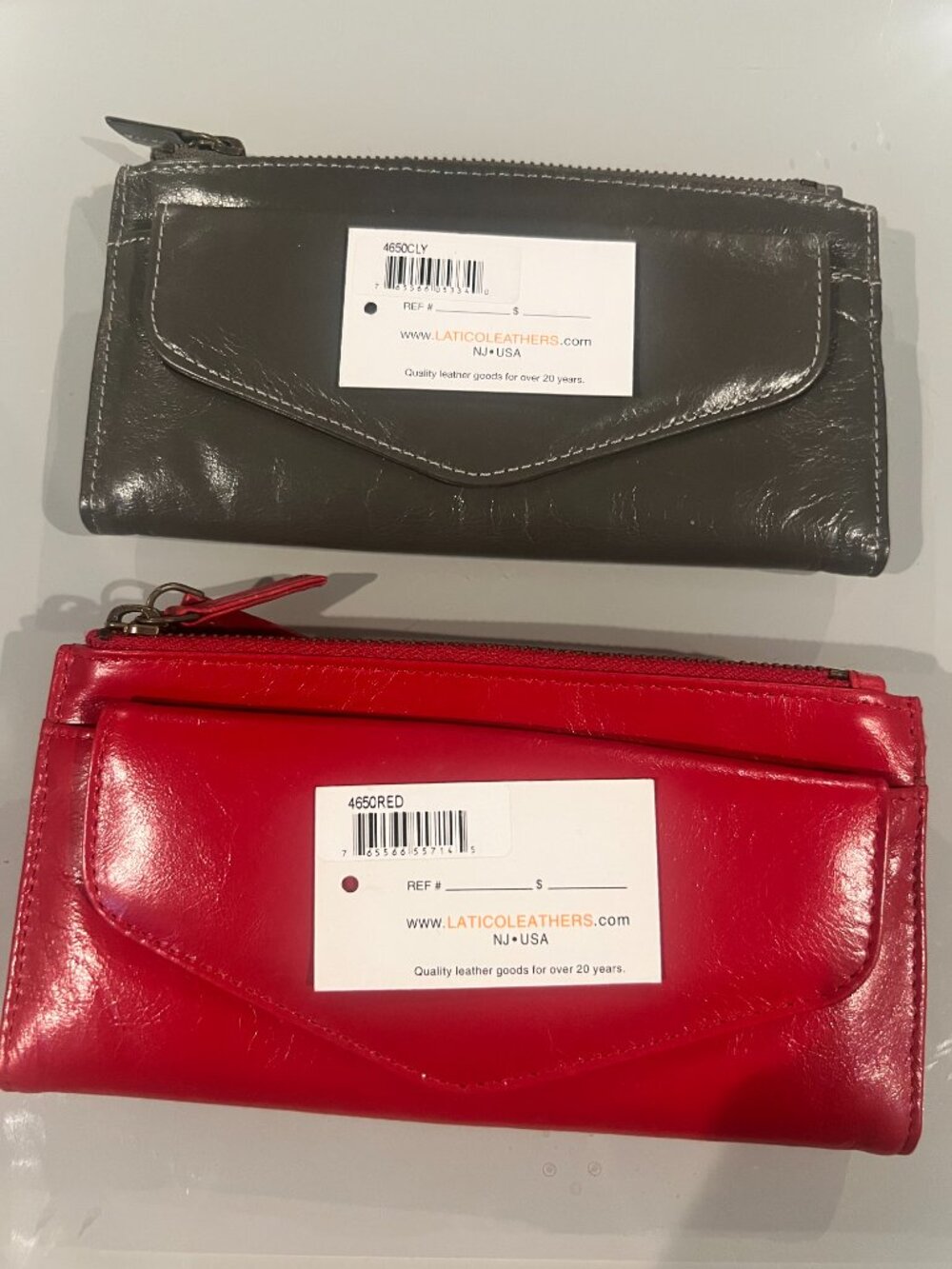 NWT TWO (2) Latico Leather Wallet Bundle -RED and CLY- - Picture 2 of 6